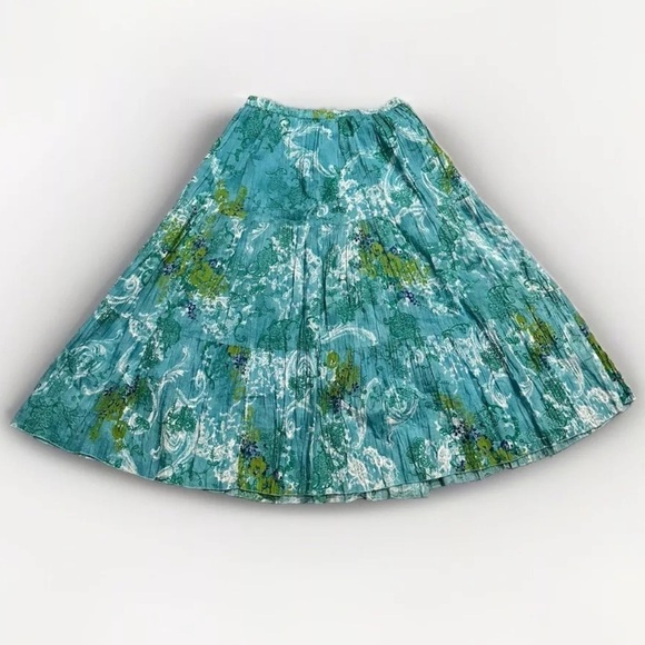 Women's Boho Maxi Skirt XL Cotton Peasant Cottagecore Flowy Lolita Tiered Floral - Picture 1 of 9